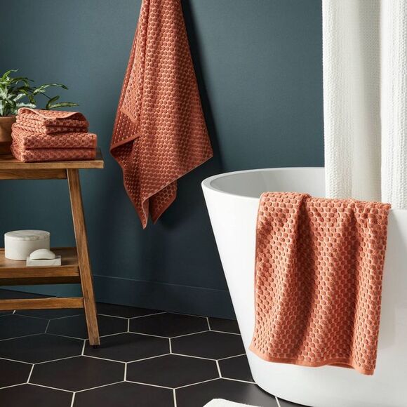 Threshold - 6pc Performance Plus Textured Dot Bath Towel Set T Terracotta - Picture 2 of 6